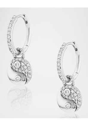 Sterling Silver Yin-Yang Diamond Huggie Earrings