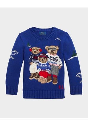 Boy's Polo Bear Intarsia Sweater, Size S-XL