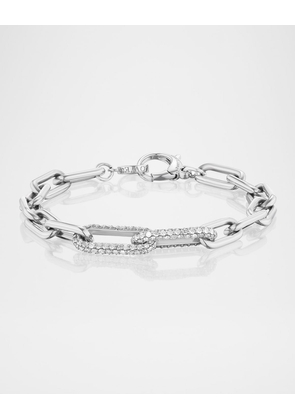 Two Pave Diamond Link Paperclip Chain Bracelet