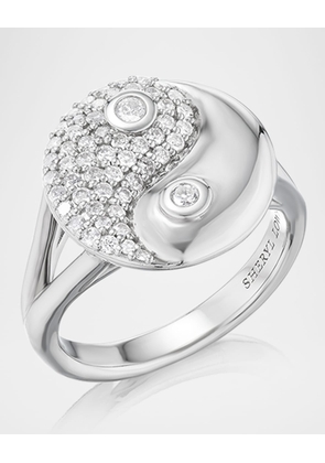 Sterling Silver Yin-Yang Diamond Statement Ring