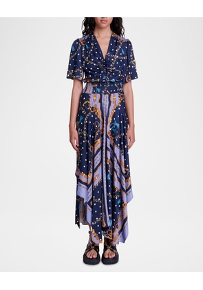 Rachelae Chain-Print Scarf Maxi Dress