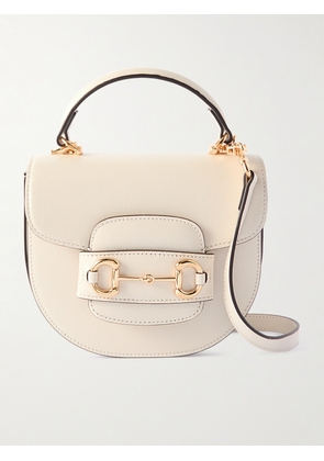 Gucci - 1955 Horsebit-embellished Textured-leather Shoulder Bag - White - One size