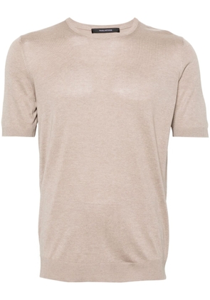 Tagliatore short-sleeves fine-knit jumper - Neutrals