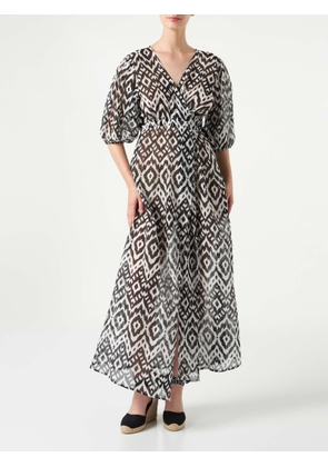 MC2 Saint Barth Cotton And Silk Long Dress Bliss With Ikat Print