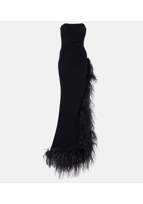 Alessandra Rich Feather-trimmed cady bustier gown