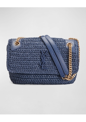 Niki Medium Flap YSL Shoulder Bag in Raffia