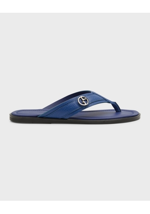 Men's GA-Logo Leather Flip Flops