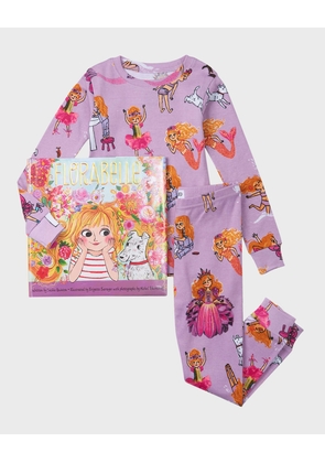 Girl's Florabelle Printed Pajamas & Book Set, Size 2-8