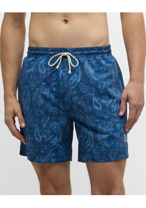 Men's Paisley-Print Drawstring Swim Shorts