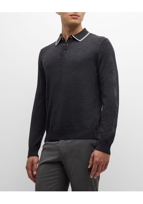 Men's Tipped Wool Polo Sweater