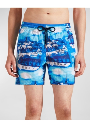 Men's Paris-Print Swim Shorts