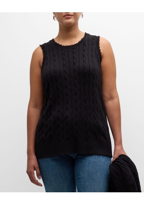 Plus Size Frayed Cable-Knit Tank