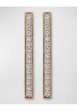 Classic 18K Yellow Gold Diamond Bar Earrings, 1.25'L