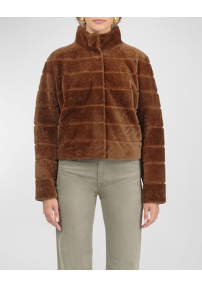 Reversible Textured Lamb Shearling Jacket