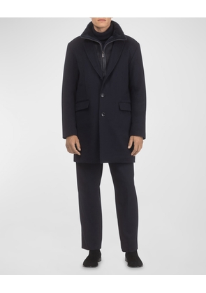 Men's Loro Wool Short Coat with Merino Shearling Lamb Trim