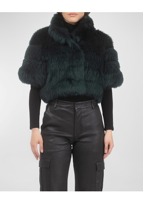 Reversible Merinillo Lamb Shearling Bolero Jacket With Cropped Sleeves