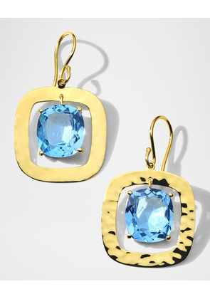 Rock Candy Rainbow Crinkle Medium Cushion Topaz Earrings in 18K Gold