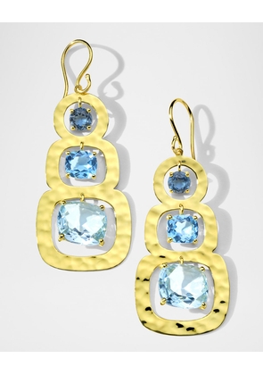 Rock Candy Rainbow Crinkle 3-Stone Earrings in 18K Gold