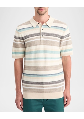 Men's Striped Knit Polo Shirt