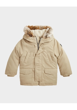 Boy's Parka Jacket W/ Faux Fur Hood, Size 2-7