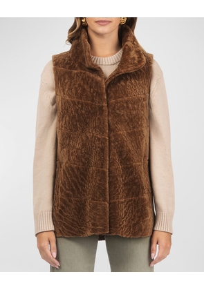 Reversible Textured Lamb Shearling Vest