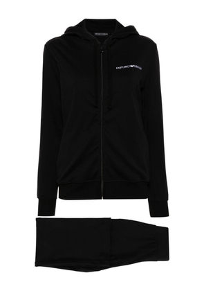 Emporio Armani logo-embroidered cotton tracksuit - Black