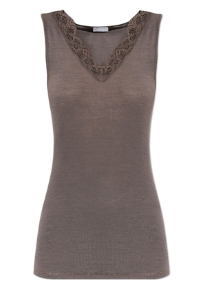 Hanro lace-detailing top - Grey