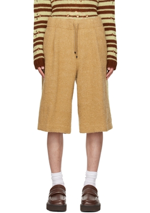 Dries Van Noten Beige Pleated Shorts