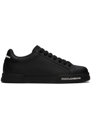 Dolce & Gabbana Black Calfskin Nappa Portofino Sneakers