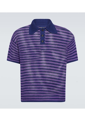 Bode Striped crochet cotton polo shirt