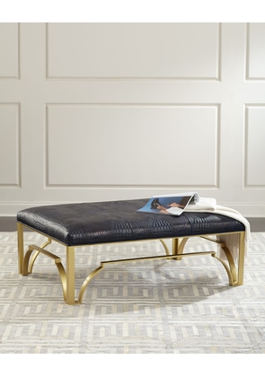 Astor Leather and Brass Ottoman