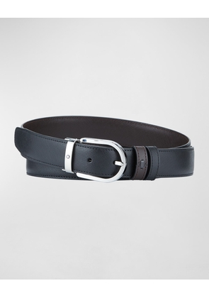 Men's Horseshoe-Buckle Reversible Leather Belt