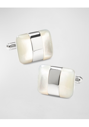 Men's Silver-Wrapped Mother-of-Pearl Cufflinks