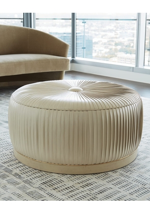 Colette Pleated Leather Ottoman