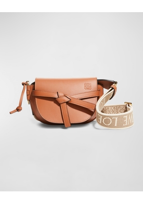 Gate Dual Mini Crossbody Bag in Leather with Jacquard Strap