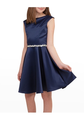 Girl's Fit-and-Flare Belted Dress, Size 7-20