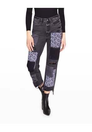 Paisley Patchwork Straight Leg Jeans