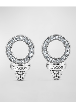 Caviar Spark Diamond 13mm Circle Omega Clip Earrings