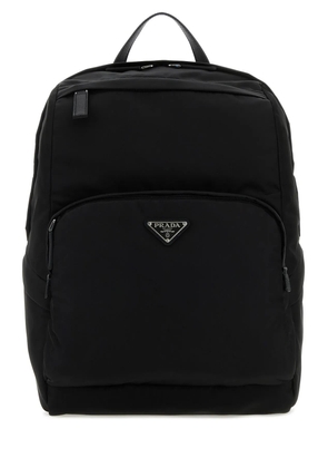 Prada Black Re-nylon And Leather Backpack