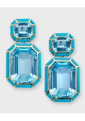 18K Yellow Gold Topaz Earrings with Turquoise