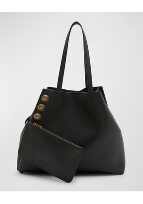 Embleme Shopper Tote Bag in Smooth Leather