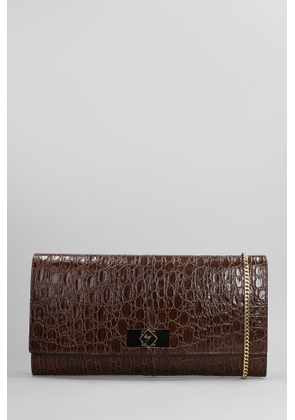 Giuseppe Zanotti Montserrat Crocco Clutch In Brown Leather