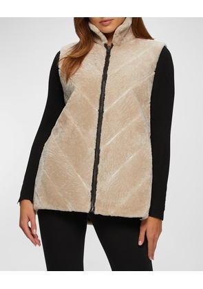 Reversible Chevron Shearling Lamb Zip Vest