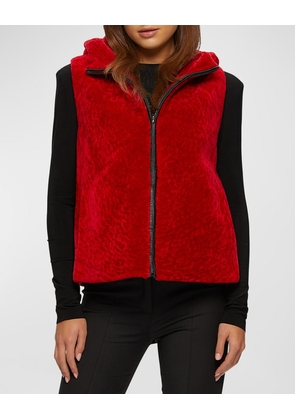 Reversible Shearling Lamb Hooded Vest