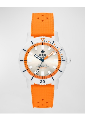 Men's Super Sea Wolf Ceramic Compression Automatic Orange Rubber Strap Watch, 41mm