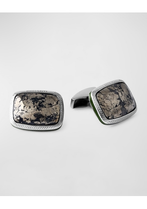 Men's Pyrite-Quartz Cufflinks