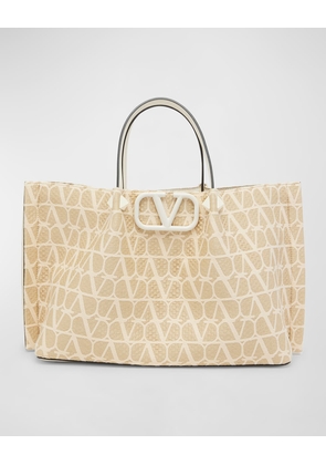 Medium VLOGO Iconographe Raffia Tote Bag