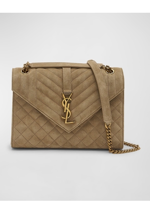 Envelope Triquilt Medium YSL Shoulder Bag in Suede