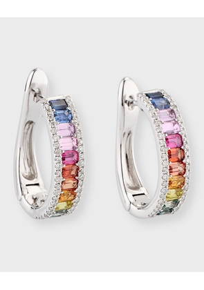 18K White Gold Earrings with Multicolor Sapphires and Diamonds