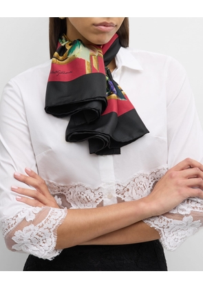 Floral Lattice Silk Twill Square Scarf